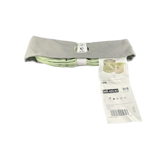 IKEA Len Green & Gray Reversible Round Fabric Storage Boxes Brand New - Picture 2 of 4